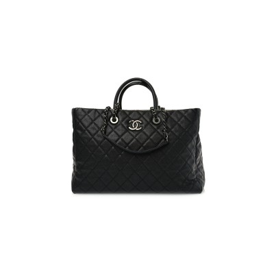 CHANEL CAVIAR QUILTED LARGE COCO HANDLE SHOPPING TOTE BLACK 1573234 (36*25*15cm)